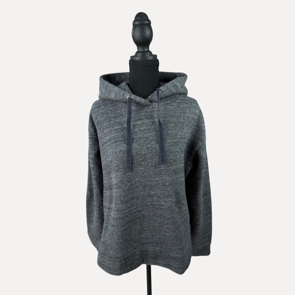 J.Crew Hoodie Pullover XS Cotton Tencel Blend Blue Marl Fleece Sweatshirt